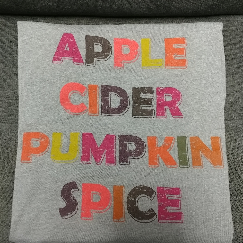 Sonoma Apple Cider Pumpkin Spice T-Shirt Women's Medium Gray Short Sleeve Fall